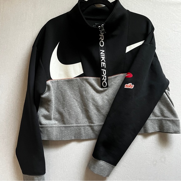 Nike Pro Get Fit Icon 1/2 zip cropped sweatshirt Sz XL - Picture 2 of 9